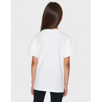 Threadgirls, Tricou supradimensionat cu maneci bufante, Crem, 110 CM