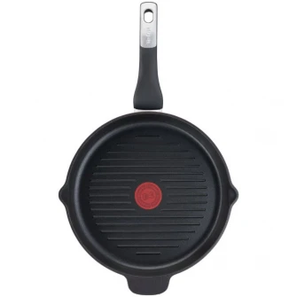 Tigaie grill Tefal Unlimited, Thermo-Signal, Thermo-Fusion, invelis antiaderent din titan, 26 cm