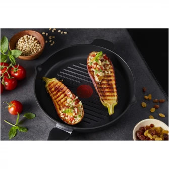 Tigaie grill Tefal Unlimited, Thermo-Signal, Thermo-Fusion, invelis antiaderent din titan, 26 cm