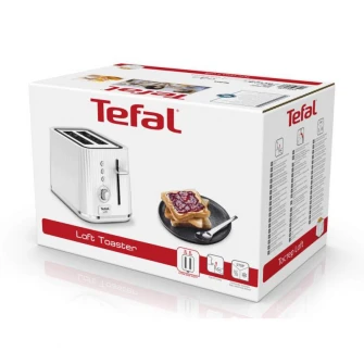 Toaster TEFAL Loft TT761138, 7 niveluri de rumenire, 3 functii dedicate, iluminare LED, tava firmituri, alb