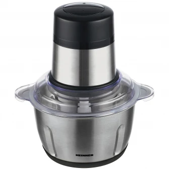 Tocator de legume Heinner Cytheria 300 HMC-D300SS, 300W, capacitate 2L, 2 cutite din inox, 2 viteze, bol din inox, Argintiu