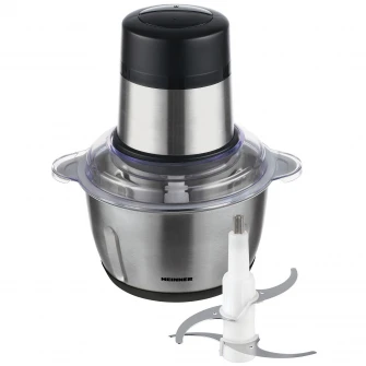 Tocator de legume Heinner Cytheria 300 HMC-D300SS, 300W, capacitate 2L, 2 cutite din inox, 2 viteze, bol din inox, Argintiu