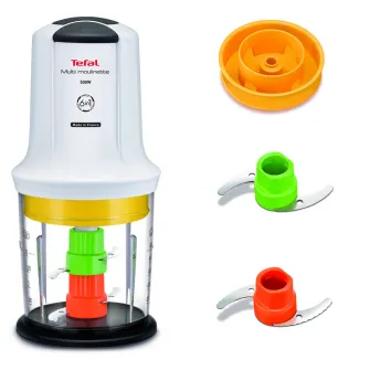 Tocator electric Tefal Moulinette 6 in 1 MQ723138, 500W, 4 lame, capacitate 0.5L, 6 functii de preparare, functie Turbo, accesoriu pentru sosuri, alb
