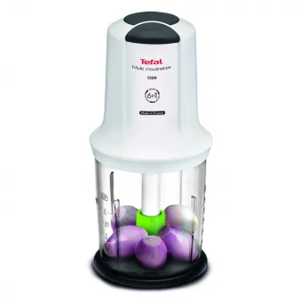 Tocator electric Tefal Moulinette 6 in 1 MQ723138, 500W, 4 lame, capacitate 0.5L, 6 functii de preparare, functie Turbo, accesoriu pentru sosuri, alb