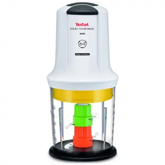 Tocator electric Tefal Moulinette 6 in 1 MQ723138, 500W, 4 lame, capacitate 0.5L, 6 functii de preparare, functie Turbo, accesoriu pentru sosuri, alb