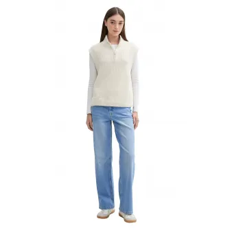 Tom Tailor, Blugi ampli cu talie inalta, Albastru pastel, S