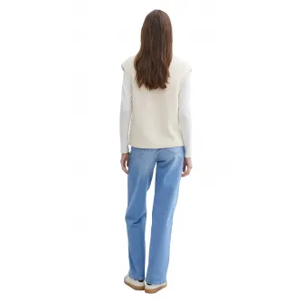 Tom Tailor, Blugi ampli cu talie inalta, Albastru pastel, S