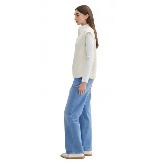 Tom Tailor, Blugi ampli cu talie inalta, Albastru pastel, S