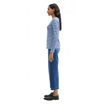 Tom Tailor, Blugi crop cu croiala ampla, Albastru melange, W27-L28