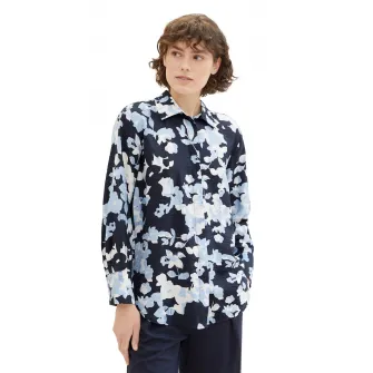 Tom Tailor, Camasa cu model floral, Bleumarin, 38