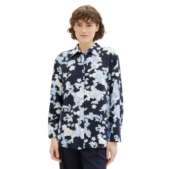 Tom Tailor, Camasa cu model floral, Bleumarin, 38