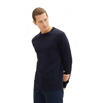 Tom Tailor, Pulover cu decolteu la baza gatului, Bleumarin, S