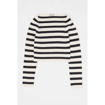 Tom Tailor, Pulover cu model in dungi si maneci lungi, Albastru ultramarin, Alb murdar, 128 CM