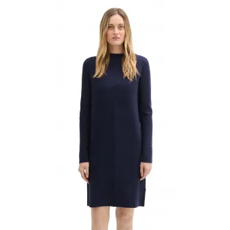 Tom Tailor, Rochie mini cu croiala dreapta, Albastru ultramarin, 34