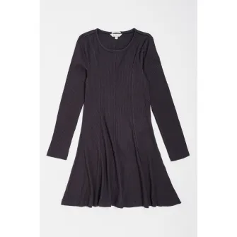 Tom Tailor, Rochie striata cu decolteu la baza gatului, Gri antracit, 152 CM