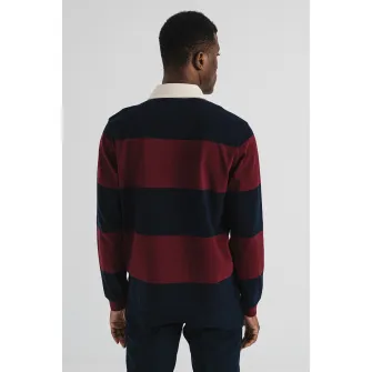 Tommy Hilfiger, Bluza de bumbac cu model in dungi, Visiniu, Albastru ultramarin, S