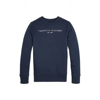Tommy Hilfiger, Bluza sport cu decolteu la baza gatului, cu logo, Alb, Bleumarin, 176 CM