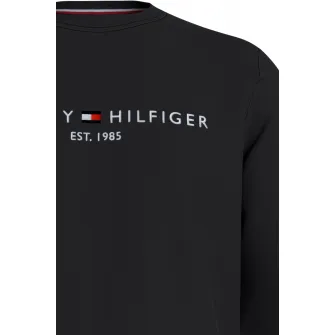 Tommy Hilfiger, Bluza sport din amestec de bumbac organic cu logo brodat, Negru, 3XL