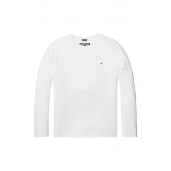 Tommy Hilfiger, Bluza sport din bumbac organic cu detaliu logo, Alb, 110 CM
