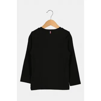 Tommy Hilfiger, Bluza sport din bumbac organic cu detaliu logo, Negru, 122 CM