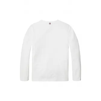 Tommy Hilfiger, Bluza sport din bumbac organic cu detaliu logo, Alb, 110 CM