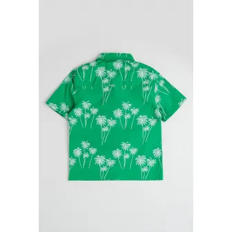 Tommy Hilfiger, Camasa cu model si maneci scurte, Alb, Verde, 170 CM