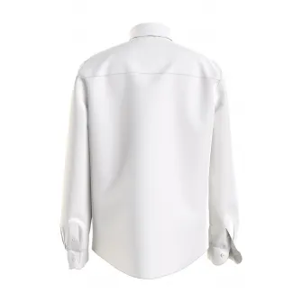 Tommy Hilfiger, Camasa din amestec de bumbac organic cu logo brodat pe piept, Alb optic, 140 CM