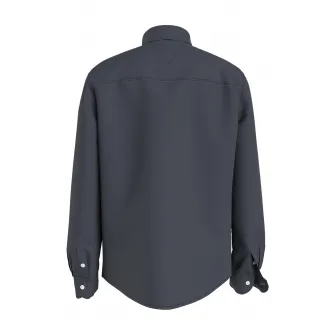 Tommy Hilfiger, Camasa din amestec de bumbac organic cu logo brodat pe piept, Bleumarin, 140 CM