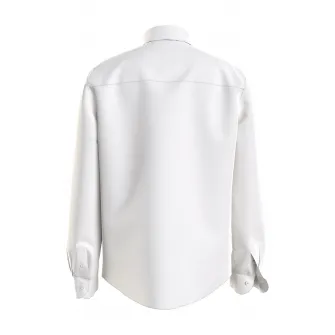 Tommy Hilfiger, Camasa din amestec de bumbac organic cu logo brodat pe piept, Alb optic, 176 CM