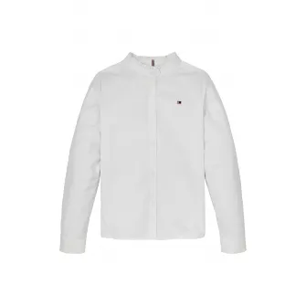 Tommy Hilfiger, Camasa din amestec de bumbac organic cu maneci lungi, Alb, 110 CM