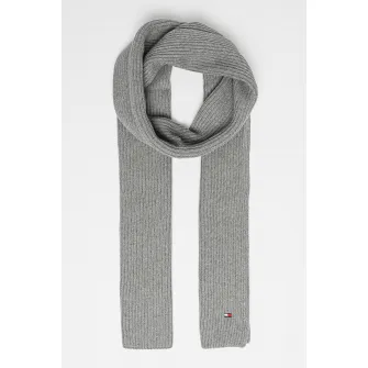 Tommy Hilfiger, Fular striat din bumbac si casmir, Gri