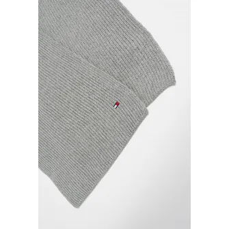 Tommy Hilfiger, Fular striat din bumbac si casmir, Gri