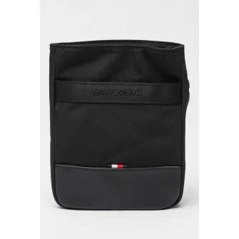 Tommy Hilfiger, Geanta crossbody cu bareta cu logo, Negru