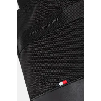 Tommy Hilfiger, Geanta crossbody cu bareta cu logo, Negru