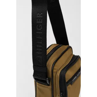 Tommy Hilfiger, Geanta crossbody Repreve®, Negru, Kaki