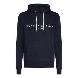 Tommy Hilfiger, Hanorac din amestec de bumbac organic cu broderie logo, Rosu, Alb, Bleumarin, L