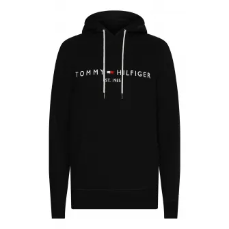 Tommy Hilfiger, Hanorac din amestec de bumbac organic cu broderie logo, Rosu, Negru, Alb, XL