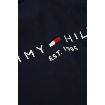 Tommy Hilfiger, Hanorac din amestec de bumbac organic cu broderie logo, Rosu, Alb, Bleumarin, S