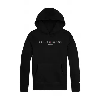 Tommy Hilfiger, Hanorac din amestec de bumbac organic cu logo, Negru, 122 CM