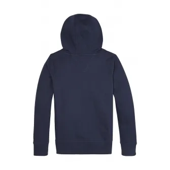 Tommy Hilfiger, Hanorac din amestec de bumbac organic, cu logo, Alb, Bleumarin inchis, 122 CM