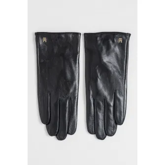 Tommy Hilfiger, Manusi din piele cu model monograma, Negru, 21 CM