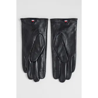 Tommy Hilfiger, Manusi din piele cu model monograma, Negru, 21 CM