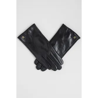 Tommy Hilfiger, Manusi din piele cu model monograma, Negru, 21 CM