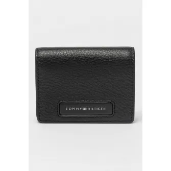 Tommy Hilfiger, Portofel de piele cu aspect texturat, Negru
