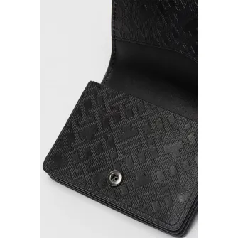 Tommy Hilfiger, Portofel de piele cu aspect texturat, Negru