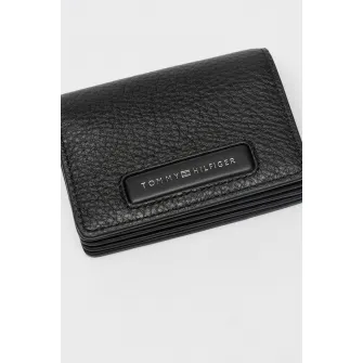 Tommy Hilfiger, Portofel de piele cu aspect texturat, Negru