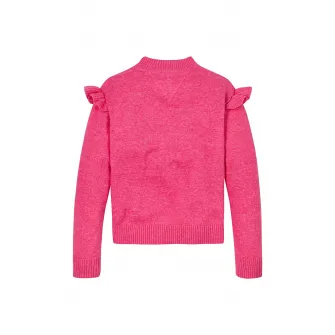 Tommy Hilfiger, Pulover cu logo de paiete, Roz aprins, 170 CM