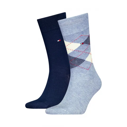 Tommy Hilfiger, Set de sosete lungi - 2 perechi, Albastru deschis, Bleumarin, 47-49