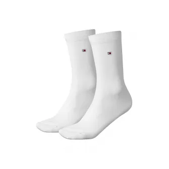 Tommy Hilfiger, Set de sosete lungi cu detalii logo - 2 perechi, Alb, 39-42