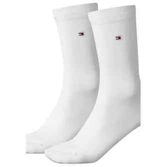 Tommy Hilfiger, Set de sosete lungi cu detalii logo - 2 perechi, Alb, 39-42